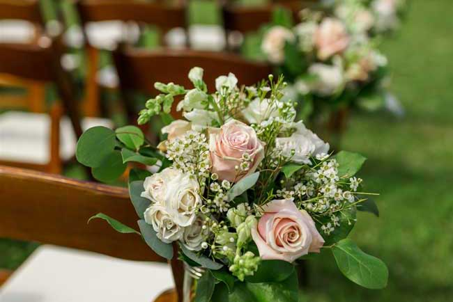wedding ceremony seat with flowers