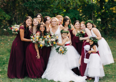 bride with bridesmaids